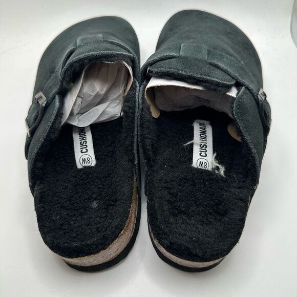 CUSHIONAIRE Women's Hana Cork footbed clog with Genuine Leather upper, Faux Fur - Picture 4 of 7